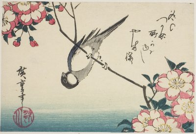 Sikora bogatka na gałęzi wiśni autorstwa Utagawa Hiroshige