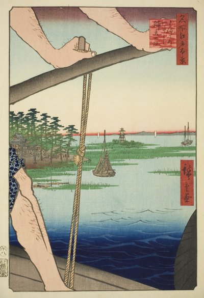 Propozycja promu Haneda d Benten Shline (przekazanie Hanedy Benten no Yashiro), z serii s ``Rridge for ridges d fan net widoki Edo (Sto słynnych widoków Edo)
