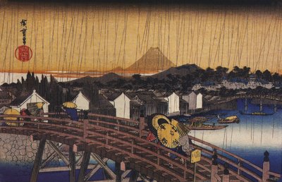 Hiroshige, Most w deszczu autorstwa Utagawa Hiroshige
