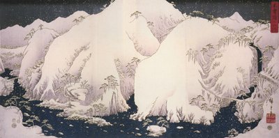 Hiroshige, Rzeka wśród ośnieżonych gór autorstwa Utagawa Hiroshige