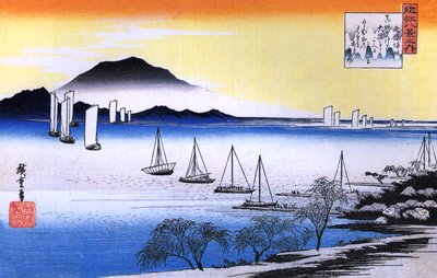 Hiroshige Łodzie na jeziorze autorstwa Utagawa Hiroshige