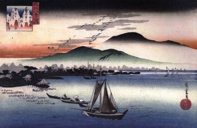 Hiroshige Łodzie rybackie na jeziorze autorstwa Utagawa Hiroshige