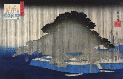 Hiroshige Ulewny deszcz na sośnie 2 autorstwa Utagawa Hiroshige
