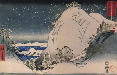 Hiroshige, Kapliczki w ośnieżonych górach autorstwa Utagawa Hiroshige