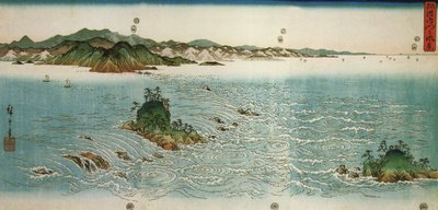 Hiroshige, Wiry na skalistym wybrzeżu autorstwa Utagawa Hiroshige