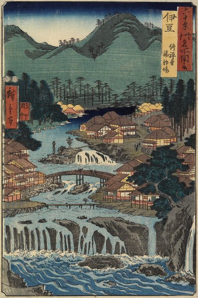Gorące źródła w Shuzenji, prowincja Izu, sierpień 1853 r autorstwa Utagawa Hiroshige