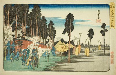 Inari Shine at Uncle (Uncle Inari no Yashiro), z serii „fa net spa s członek Edo (słynne miejsce)” autorstwa Utagawa Hiroshige