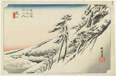 Kameyama - Czysta pogoda po śniegu, ok. 1833 r. autorstwa Utagawa Hiroshige