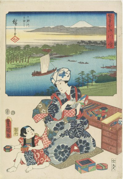 Kawasaki, lipiec 1854 autorstwa Utagawa Hiroshige