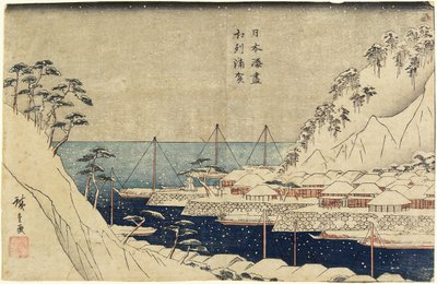 Sosnowe drzewa w porcie Uraga, ok. 1840-1843 autorstwa Utagawa Hiroshige