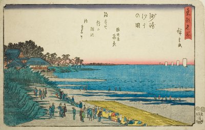 Odpływ w Susaki (Susaki shiohi no zu), z serii „Słynne miejsca we wschodniej stolicy (Toto meisho)” autorstwa Utagawa Hiroshige