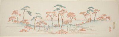 Klony w świątyni Kaianji (Kaianji koyo), z serii bez tytułu słynnych widoków na przedmieścia Edo autorstwa Utagawa Hiroshige
