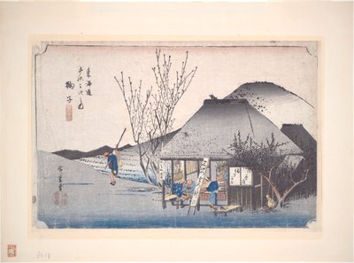 Mariko Tea Shop, z serii Pięćdziesiąt trzy stacje Tokaido autorstwa Utagawa Hiroshige