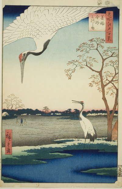 Minowa, Kanasugi, Mikawashima, z serialu autorstwa Utagawa Hiroshige