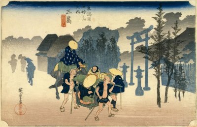 Stacja Mishima 11 autorstwa Utagawa Hiroshige