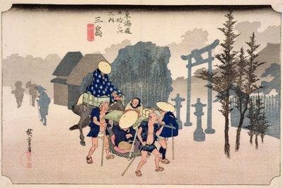 Poranna mgła w Mishima, z cyklu „53 stacje na wschodnim wybrzeżu”, 1833 (drewnodruk) autorstwa Utagawa Hiroshige