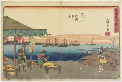 Scena poranna w Samezu, Shinagawa, 1841-1842 autorstwa Utagawa Hiroshige