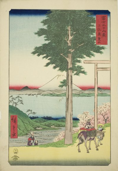 Góra Kano w prowincji Kazusa (Kazusa Rokusozan), z serii „Trzydzieści sześć widoków góry Fuji (Fuji sanjurokkei)” autorstwa Utagawa Hiroshige