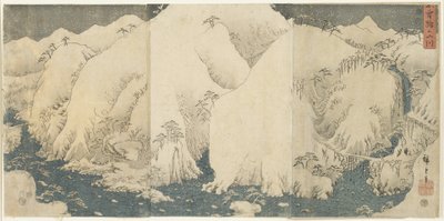Góra i rzeka na przełęczy Kiso, sierpień 1857 autorstwa Utagawa Hiroshige