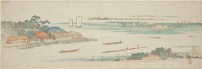 Usta rzeki Naka (Nakagawa guchi no zu), z serii bez tytułu słynnych widoków przedmieść Edo autorstwa Utagawa Hiroshige