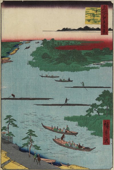 Ujście rzeki Nakagawa, marzec 1857 autorstwa Utagawa Hiroshige