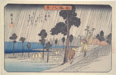 Nocny deszcz w Koizumi: Osiem widoków Kanazawa autorstwa Utagawa Hiroshige