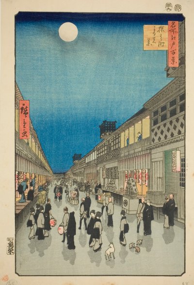 Night Vie of Salwakar Street (system nocny Salwakar Street), z serii „Ridge dre d fa net s views of Edo (Sto słynnych widoków Edo)” autorstwa Utagawa Hiroshige