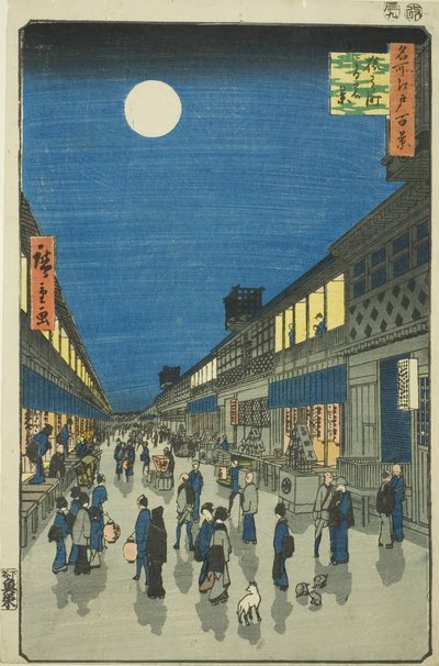 Night Vie of Salwakar Street (system nocny Salwakar Street), z serii „Ridge dre d fa net s views of Edo (Sto słynnych widoków Edo)” autorstwa Utagawa Hiroshige