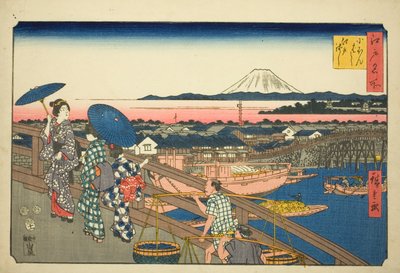 Japan B Ridge i Edo B Ridge (Nihonbashi Edobashi), z Teseries autorstwa Utagawa Hiroshige