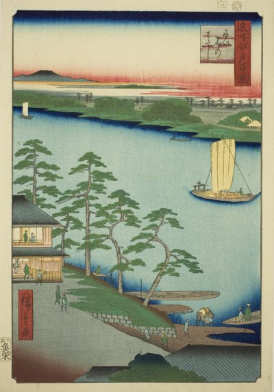 Prom Shinjuku (Shinjuku me), z serii „Ridge d red d fa net z widokiem na Edo (Sto słynnych widoków Edo)” autorstwa Utagawa Hiroshige