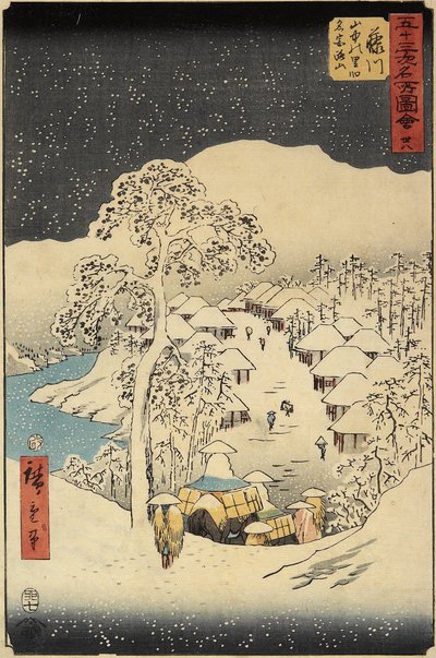 Nr 38 Wioska Nakayama w Fujikawa, lipiec 1855 r. autorstwa Utagawa Hiroshige