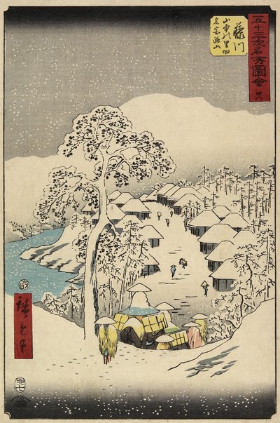 Nr 38 Wioska Yamanaka w Fujikawa, lipiec 1855 r. autorstwa Utagawa Hiroshige