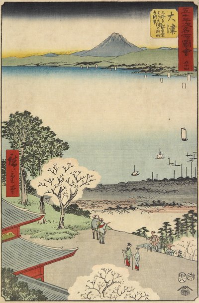 No.54 Widok miasta O_tsu widziany ze świątyni Mii, O_tsu, lipiec 1855 r. autorstwa Utagawa Hiroshige