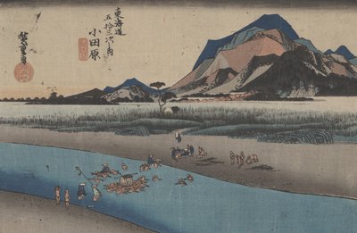 Nr 10 „Odawara: rzeka Sakawa” Z 53 stacji Tokaido, ok. 1833 autorstwa Utagawa Hiroshige