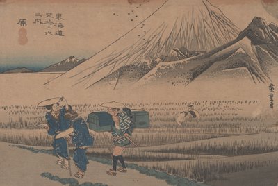 Nr 14 „Hara: góra Fuji o poranku” Z 53 stacji Tokaido, ok. 1833 autorstwa Utagawa Hiroshige