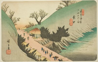 z. 16: Aka, z serii "Shi x ty-nene St a on s kisokaido" autorstwa Utagawa Hiroshige
