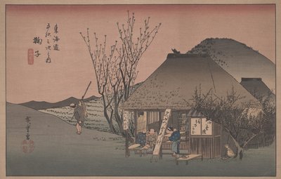 nr 21 „Mariko: Słynna herbaciarnia” z 53 stacji Tokaido, ok. 1833 r. autorstwa Utagawa Hiroshige