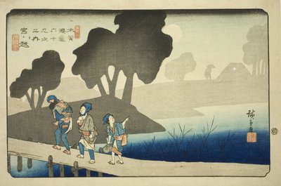z. 37: Miyanokoshi, z serii „Sixty-sine of kisokaido” autorstwa Utagawa Hiroshige