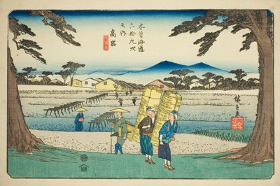 z. 65: Takamiya, z serii "Sixty-sines of the kisokaido" autorstwa Utagawa Hiroshige