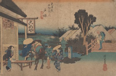 Nr 6 "Totsuka motomachi Fork" Z 53 Stations of the Tokaido, ok. 1833 r. autorstwa Utagawa Hiroshige