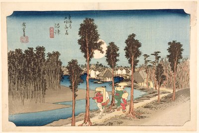 Numazu - Zmierzch, z cyklu "53 stacje na Drodze Wschodniego Wybrzeża", 1833 (drzeworyt) autorstwa Utagawa Hiroshige