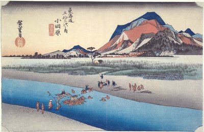 Odawara, rzeka Sakawa, z serii Pięćdziesiąt trzy stacje Tokaido autorstwa Utagawa Hiroshige