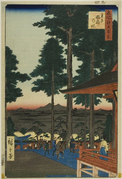 Sanktuarium Oji Inari (Oji Inari no yashiro), z serii "Sto słynnych widoków Edo (Meisho Edo hyakkei)". autorstwa Utagawa Hiroshige