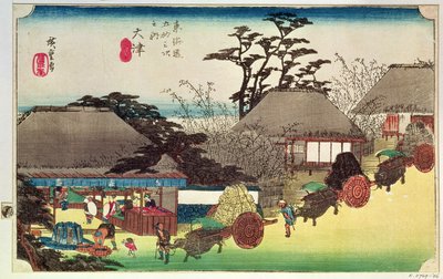 Otsu, ilustracja z „Pięćdziesięciu trzech stacji Tokaido Road”, wyd. Takenouchi Magohachi, ok.1831-4 (kolorowy klocek) autorstwa Utagawa Hiroshige