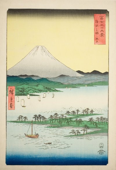 Pine Beach at Miho in Suruga Province (Suruga Miho no matsubara), from the series "Thirty-six Views of Mount Fuji (Fuji sanjurokkei)" autorstwa Utagawa Hiroshige