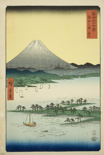 Pine Beach at Miho in Suruga Province (Suruga Miho no matsubara), from the series "Thirty-six Views of Mount Fuji (Fuji sanjurokkei)" autorstwa Utagawa Hiroshige