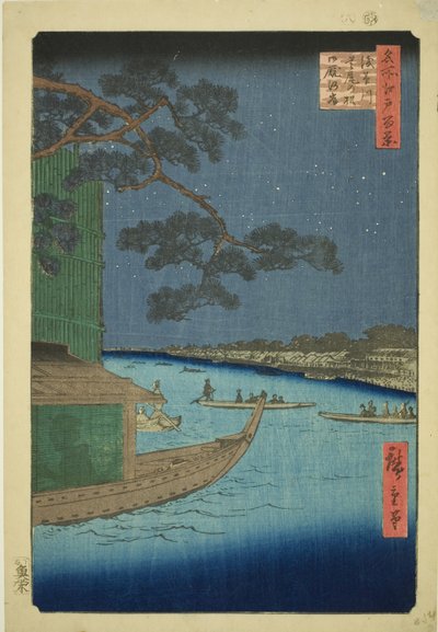 Pine f Sutto s Plan d Mtable, Asakusa River (sosnowe konie obronne rzeki Asakusa i głód), sto widoków Edo)” autorstwa Utagawa Hiroshige