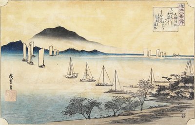 Żagle powrotne w Yabase, ok. 1930 r. 1834 autorstwa Utagawa Hiroshige