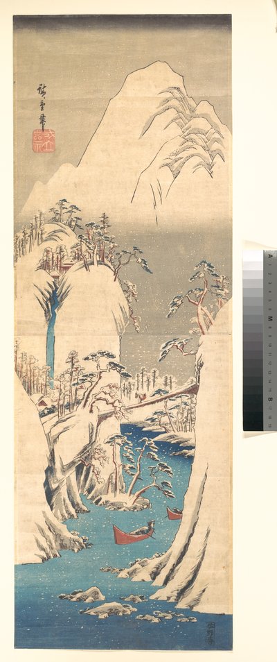 Flussschlucht im Schnee autorstwa Utagawa Hiroshige