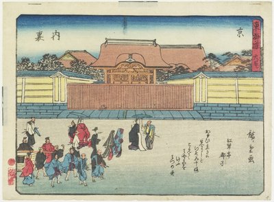 Pałac Królewski w Kioto, 1837-1844 autorstwa Utagawa Hiroshige